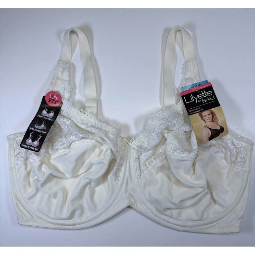 Lilyette By Bali Shaping Minimizer Underwire Bra Style 0428 Size 40DDD Ivory NWT